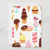 アイスクリームの女の子に悲鳴を上げるかわいい誕生日 招待状 (裏面)
