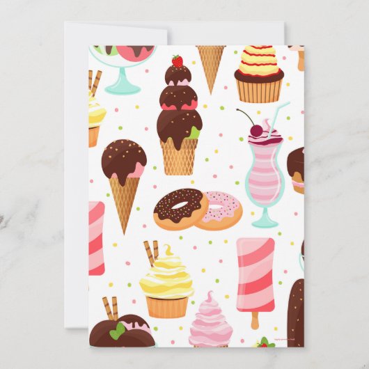 アイスクリームの女の子に悲鳴を上げるかわいい誕生日 招待状 (裏面)