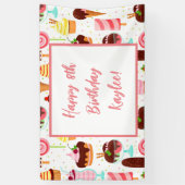 アイスクリームの女の子に悲鳴を上げるかわいい誕生日 横断幕 (縦)