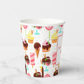 アイスクリームの女の子に悲鳴を上げるかわいい誕生日 紙コップ (右)