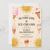 アイスクリームの女の子のスクープ 5歳の誕生日パーティー 招待状 (正面)