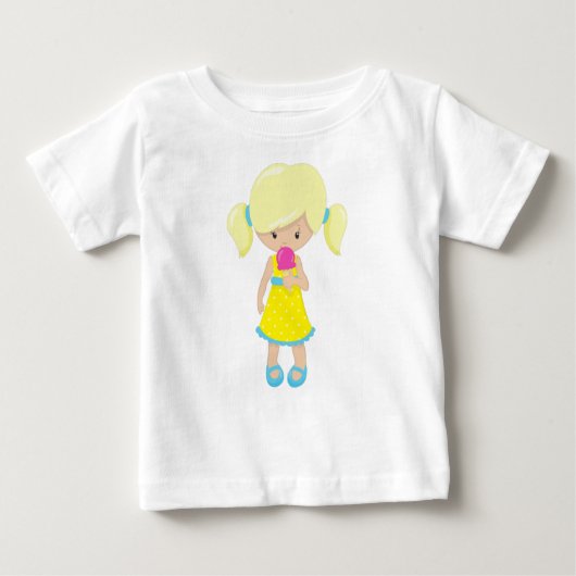 アイスクリームの少女, かわいい少女, 金髪の少女 ベビーTシャツ (正面)