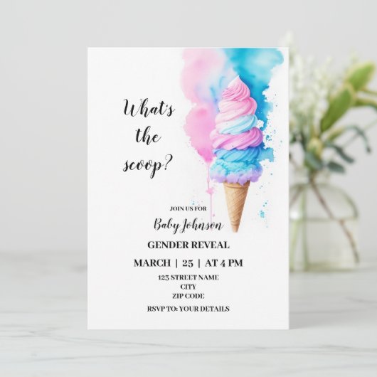 アイスクリームの性別による招待の表示 招待状 (スタンド正面)