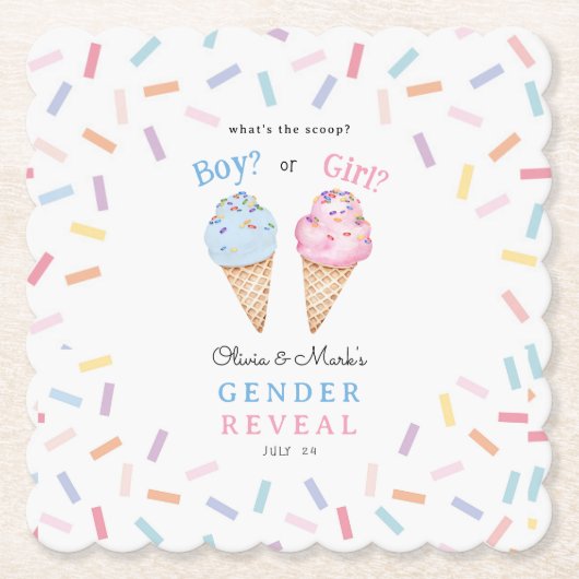 アイスクリームの性別の表示 ペーパーコースター (正面)