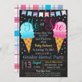 アイスクリームの性別発表パーティー招待状 招待状 (正面/裏面)