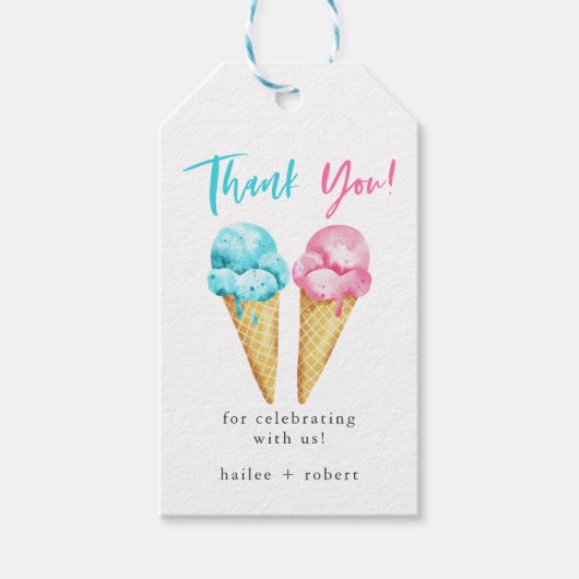アイスクリームの性別発表パーティー景品 ギフトタグ (正面)