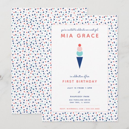 アイスクリームの招待状 スイートエディション 招待状 (正面/裏面)