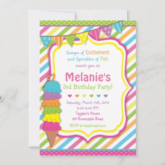 アイスクリームの招待/アイスクリームの招待 招待状 (正面)