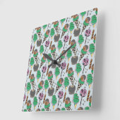 アイスクリームの柄 |ロールパターン |棒つきキャンデー30 スクエア壁時計 (傾斜)