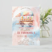 アイスクリームの水彩スプラッシュ誕生日 招待状 (スタンド正面)