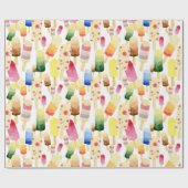 アイスクリームの水彩模様 ラッピングペーパー (フラット)