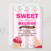 アイスクリームの甘いベビーはキャンデーの店の誕生日を振りかけます 招待状 (正面)
