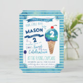アイスクリームの社会的なバースデーパーティ招待状-男の子 招待状 (スタンド正面)