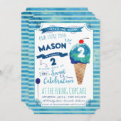 アイスクリームの社会的なバースデーパーティ招待状-男の子 招待状 (正面/裏面)