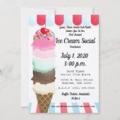アイスクリームの社会的な募金活動の招待状 招待状 (正面)