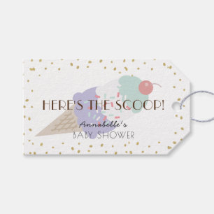 アイスクリームの紫色のベビーシャワー Here's the Scoop Ice Cream Purp ギフトタグ