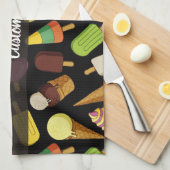 アイスクリームの背景 キッチンタオル (四つ折り)