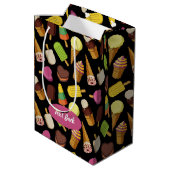 アイスクリームの背景 ミディアムペーパーバッグ (裏面アングル)