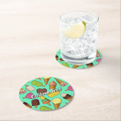 アイスクリームの背景 ラウンドペーパーコースター (インサイチュ)