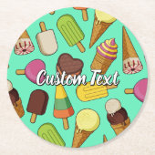アイスクリームの背景 ラウンドペーパーコースター (正面)