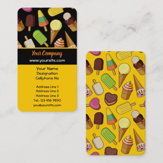 アイスクリームの背景 名刺 (正面/裏面)