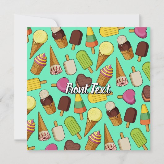 アイスクリームの背景 招待状 (正面)