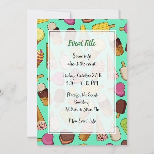 アイスクリームの背景 招待状 (裏面)