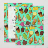 アイスクリームの背景 招待状 (正面/裏面)