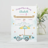アイスクリームの自転車,コーン, 誕生日 招待状 (スタンド正面)
