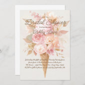 アイスクリームの花の招待状、水彩画の花 招待状 (正面/裏面)