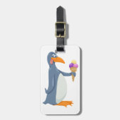 アイスクリームの荷物のラベルを持つおもしろいなペンギン ラゲッジタグ (正面縦)