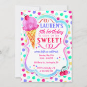 アイスクリームの菓子は誕生日のパーティの招待状を扱います 招待状 (正面)