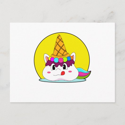 アイスクリームの角を持つユニコーン ポストカード (正面)