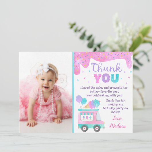 アイスクリームの誕生日お礼のカード 招待状 (スタンド正面)