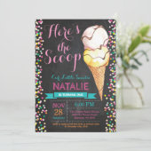 アイスクリームの誕生日の招待状の夏の黒板 招待状 (スタンド正面)