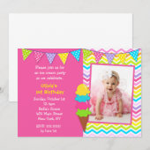 アイスクリームの誕生日の招待状 招待状 (正面/裏面)