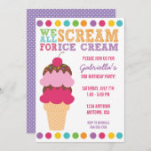 アイスクリームの誕生日の招待状 招待状 (正面/裏面)