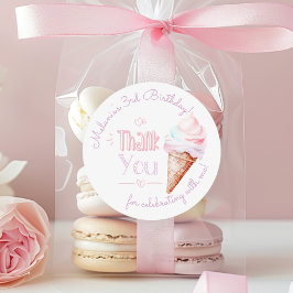 アイスクリームの誕生日パーティーありがとう ラウンドシール