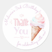 アイスクリームの誕生日パーティーありがとう ラウンドシール (正面)