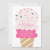 アイスクリームの誕生日パーティーのお知らせ 招待状 (正面)