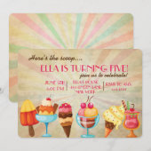 アイスクリームの誕生日パーティーの招待状 招待状 (正面/裏面)