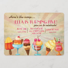 アイスクリームの誕生日パーティーの招待状 招待状