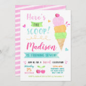 アイスクリームの誕生日パーティーの招待状 招待状 (正面/裏面)