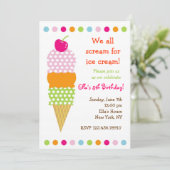 アイスクリームの誕生日パーティーの招待状 招待状 (スタンド正面)