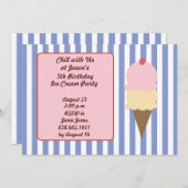 アイスクリームの誕生日パーティーの招待状 招待状 (正面/裏面)