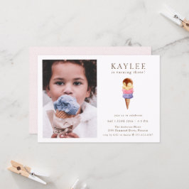 アイスクリームの誕生日パーティー写真招待状 招待状