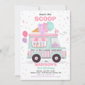 アイスクリームの誕生日パーティー アイスクリームトラックの誕生日 招待状 (正面)