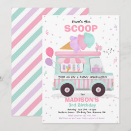 アイスクリームの誕生日パーティー アイスクリームトラックの誕生日 招待状