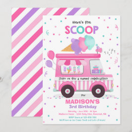 アイスクリームの誕生日パーティー アイスクリームトラックの誕生日 招待状