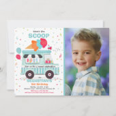 アイスクリームの誕生日パーティー アイスクリームトラックの誕生日 招待状 (正面)